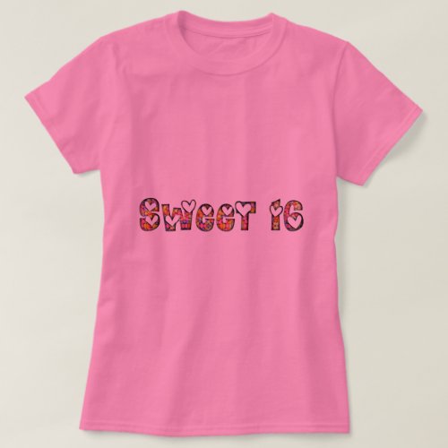 Sweet 16 Funny Cute Candy Hearts Typography T_Shirt