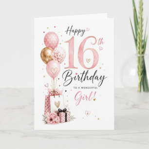 Sweet 16 Girl 16th Elegant Birthday Card