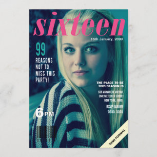 Sweet 16 Girls Magazine Cover Photo Invite
