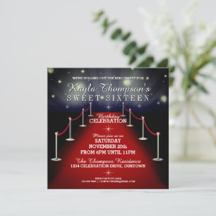 Sweet 16 Glamorous Red Carpet Party Invitations