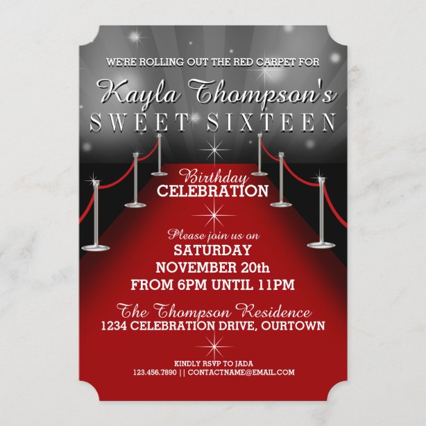 Red Carpet Party Invitations Zazzle