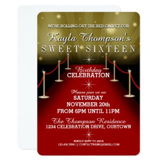 Sweet 16 Glamorous Red Carpet Party Invitations