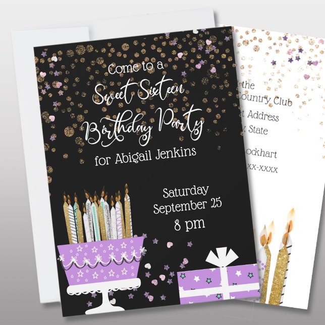 Sweet 16 Glitter Cake and Candles (Creator Uploaded)