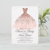 Sweet 16 Glitter Dress Diamond Invitation (Standing Front)