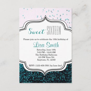 Sweet 16 Glitter Invitation by SunflowerDesigns at Zazzle