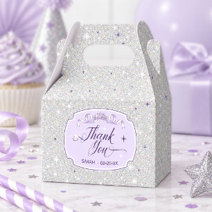 Sweet 16 Glittering Thank You Silver Violet ID1333 Favor Boxes