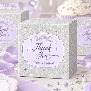 Sweet 16 Glittering Thank You Silver Violet ID1333 Favor Boxes