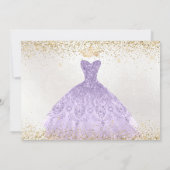 Sweet 16 Glitters Gown Dusty Purple Lilac Gold Invitation (Back)