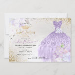 Sweet 16 Glitters Gown Dusty Purple Lilac Gold Invitation