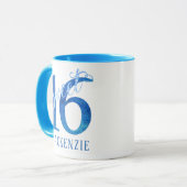 Sweet 16 | Glitzy Blue Glam Typography Name Mug (Front Left)
