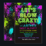 Sweet 16 Glow Party Birthday Invitation<br><div class="desc">Glow Party Dance Party Glow in the Dark Sweet 16 Birthday Invitation</div>
