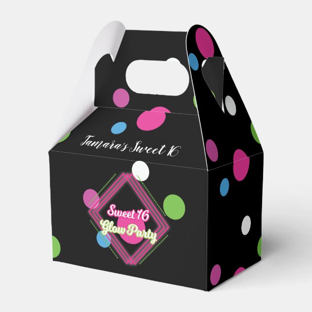Sweet 16 Glow Party Candy Favor Box (Front Side)