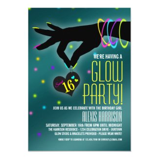 Sweet 16 Glow Party Invitations
