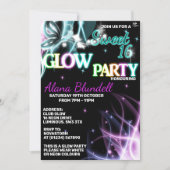 Sweet 16 Glow  party Invitations (Front)