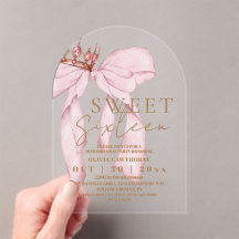  Sweet 16 Gold and Blush Pink Bow Birthday 