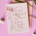 Sweet 16 Gold and Blush Pink Bow Birthday  Invitation<br><div class="desc">Sweet 16 pink watercolor bow cute  birthday invitation template. Elegant-minimalistic themed invite is full of fun and cute design elements.</div>