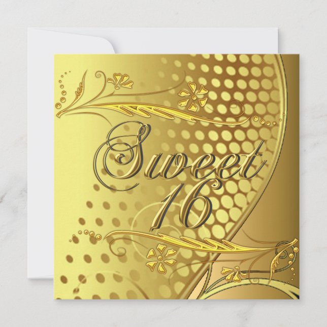 Sweet 16 Gold  Elegant Invitation (Front)