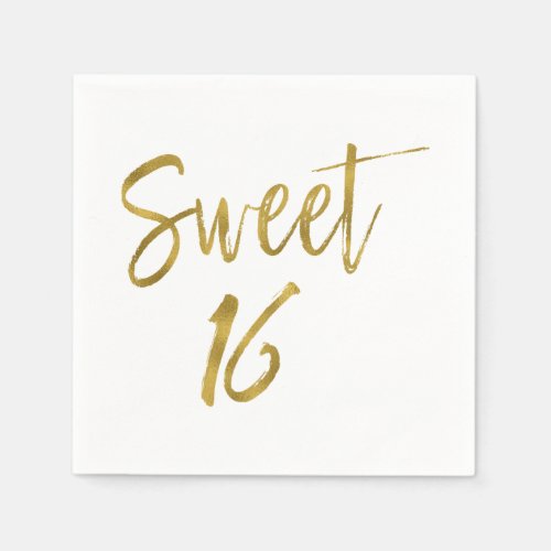 Sweet 16 Gold Foil Birthday Napkins