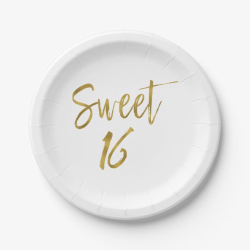 Sweet 16 Gold Foil Birthday Paper Plates