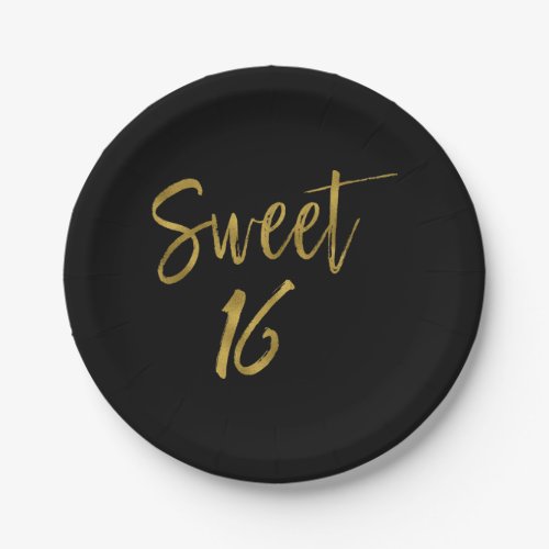 Sweet 16 Gold Foil Birthday Paper Plates