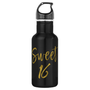 Sweet 16 Gold Foil Birthday Water Bottle