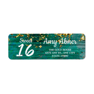 Sweet 16 Gold Glitter Birthday Return Address Label