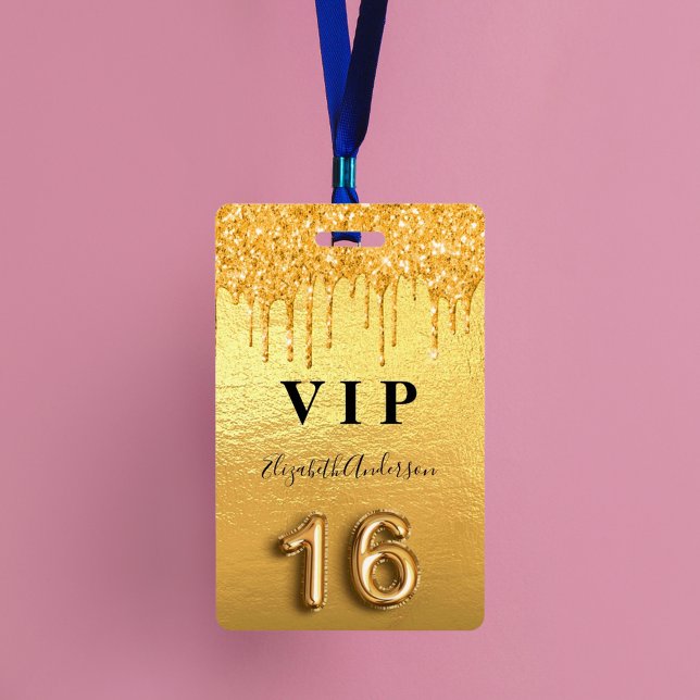 Sweet 16 gold glitter drips metallic badge (Creator Uploaded)