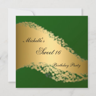 Sweet 16 Gold Green Elegant Invitation