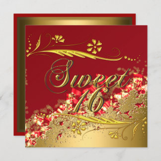 Sweet 16 Gold Red Elegant Invitation