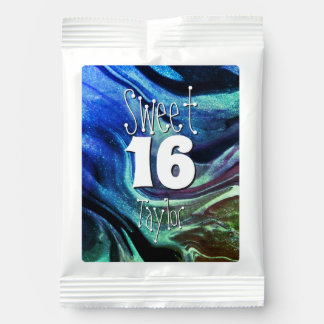 Sweet 16 Green & Blue Marble Personalized Hot Chocolate Drink Mix