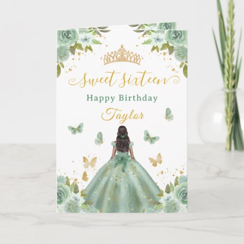 Sweet 16 Green Princess African American Girl