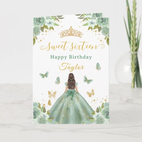 Sweet 16 Green Princess Brunette Girl