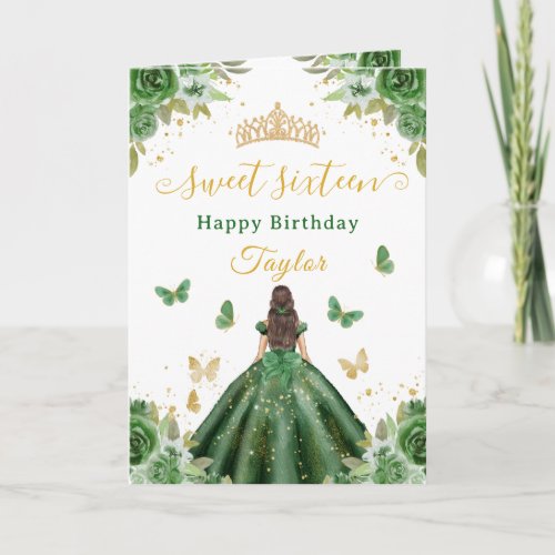 Sweet 16 Green Princess Brunette Girl