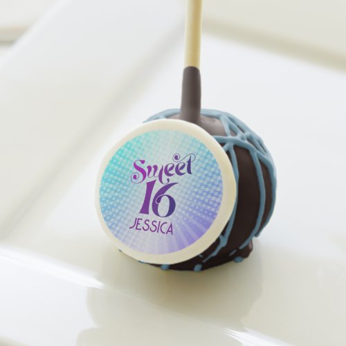 Sweet 16 Groovy Purple Blue Gradient Boho Retro Cake Pops
