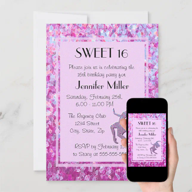 Sweet 16 Gymnastics & Dance Invitation Zazzle