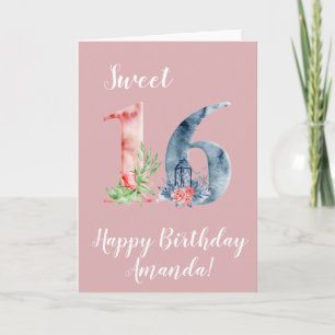Sweet 16 Happy Birthday Custom Card