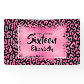 Sweet 16 Happy Birthday Leopard Custom Banner