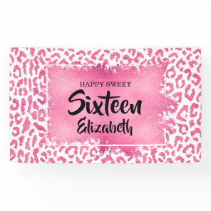 Sweet 16 Happy Birthday Leopard Custom Banner