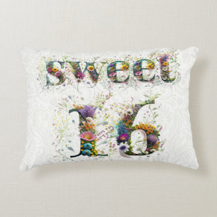 Sweet 16 Happy Birthday Wildflowers Text Accent Pillow