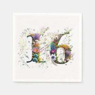 Sweet 16 Happy Birthday Wildflowers Text Napkins