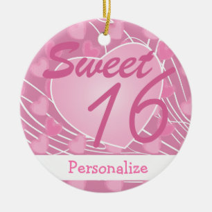 Sweet 16 Heart - Birthday Ceramic Ornament