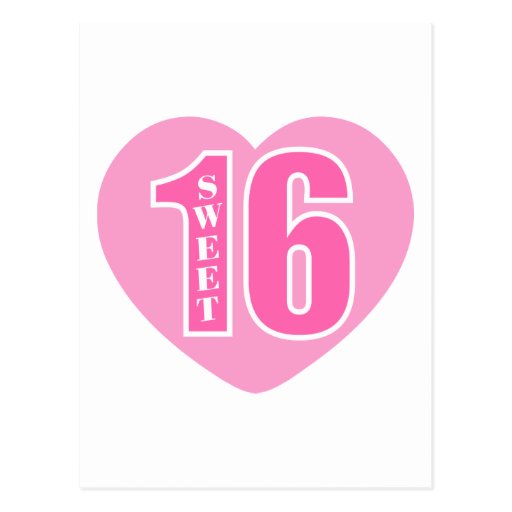 Sweet 16 (Heart) Postcard | Zazzle