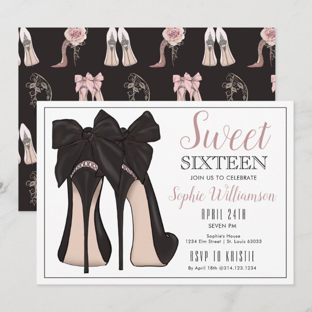 Sweet 16 High Heel Birthday Invitation (Front/Back)