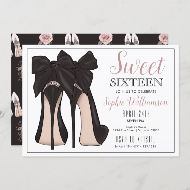 Sweet 16 High Heel Birthday Invitation (Front/Back)