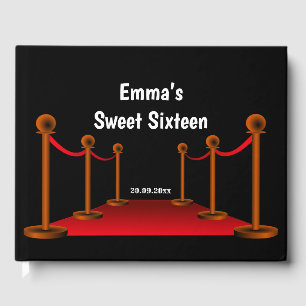 Sweet 16 Hollywood Red & Black Carpet Birthday  Guest Book