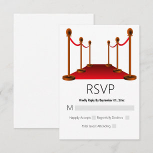 Sweet 16 Hollywood Red Carpet Elegant Birthday RSVP Card