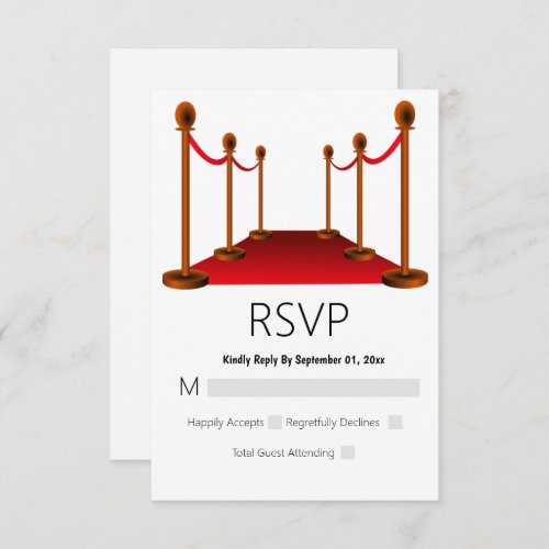 Sweet 16 Hollywood Red Carpet Elegant Birthday   RSVP Card