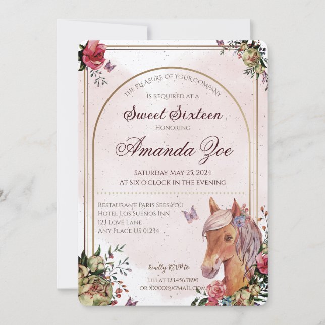 Sweet 16 Horse design invitation (Front)