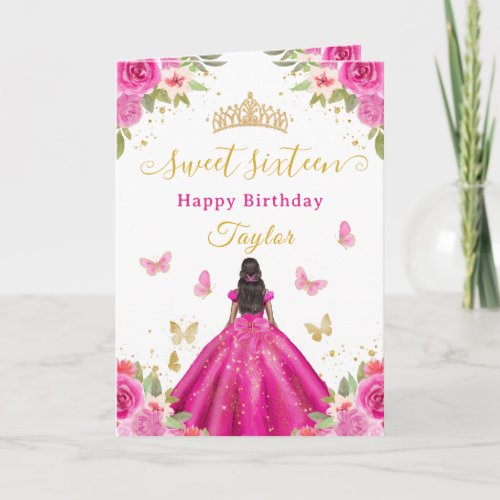 Sweet 16 Hot Pink Princess African American Girl