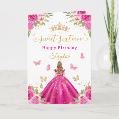 Sweet 16 Hot Pink Princess Blonde Girl